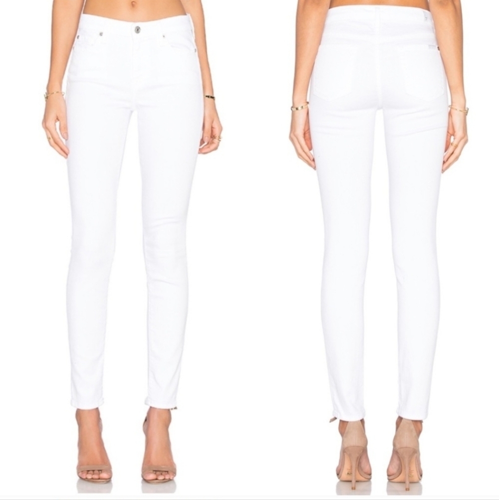 7 For All Mankind White High Rise Skinny Jean Size 28